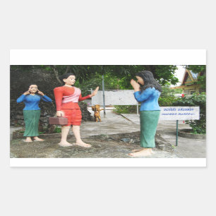 Pegatina Rectangular Sacar caras a la espalda