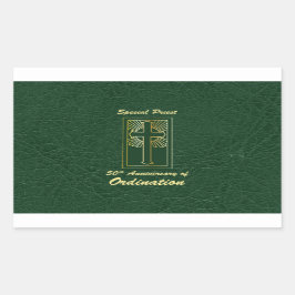 Pegatina Rectangular Sacerdote 50 Aniversario del cuero natural