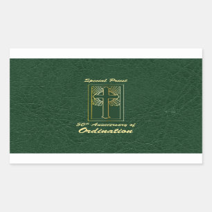 Pegatina Rectangular Sacerdote 50 Aniversario del cuero natural