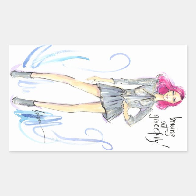 Pegatina Rectangular Sacudiendo Graceemente (Anverso)