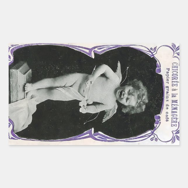 Pegatina Rectangular Sad Cherub Angel Print (Anverso)