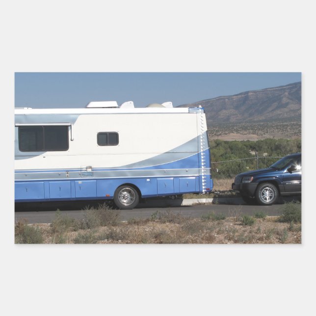 Pegatina Rectangular Safari Trek Autophome Blue Classic RV 1999 (Anverso)