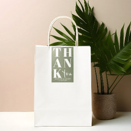 Pegatina Rectangular Sage Green Bold Simple Gracias Favor De Boda