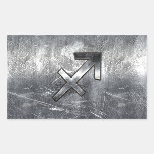 Pegatina Rectangular Sagittarius Symbol Grunge Estilo Acero Molesto