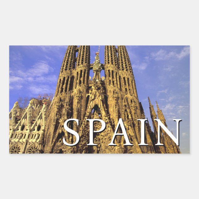 Pegatina Rectangular Sagrada Familia | Barcelona, España (Anverso)
