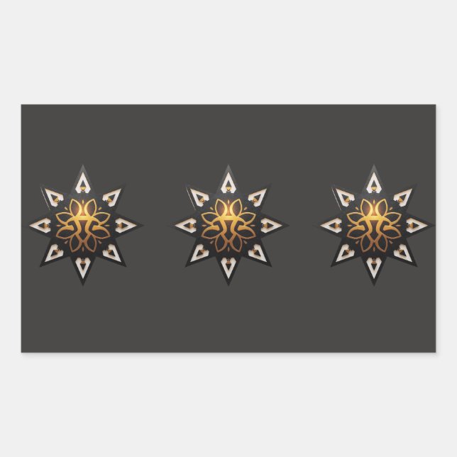 Pegatina Rectangular 🌟 Sagrada Geometría Mandala - Estrella dorada ete (Anverso)