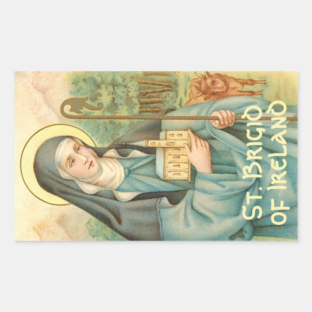 Pegatina Rectangular Saint Brigid de Irlanda (M 014) (Anverso)