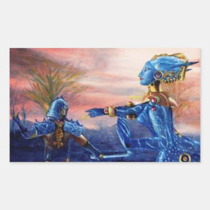 PEGATINA RECTANGULAR SAINT GEORGE Y ALIEN DRAGON