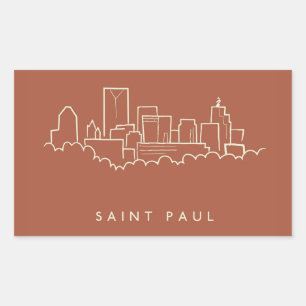 Pegatina Rectangular Saint Paul, línea aérea de Minnesota