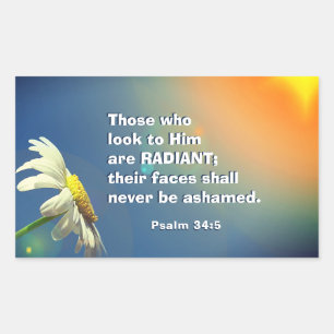 Pegatina Rectangular Salmo 34:5 Los que lo miran son la Biblia RADIANTE