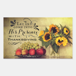 Pegatina Rectangular Salmo 95:2 en su presencia con Acción de Gracias