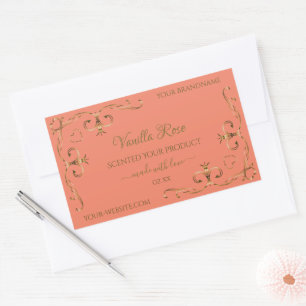 Pegatina Rectangular Salmon Product Labs Gold Ornate Corner Border