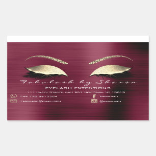 Pegatina Rectangular Salón de belleza Burgundy Adress Lujo
