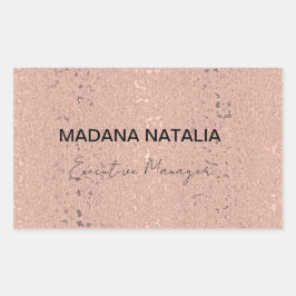 Pegatina Rectangular Salón de belleza elegante Rosa de oro