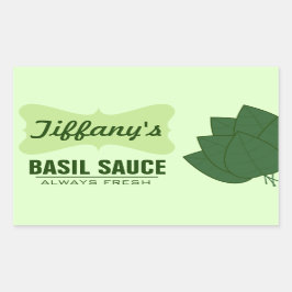 Pegatina Rectangular Salsa de Albahaca Orgánica Natural