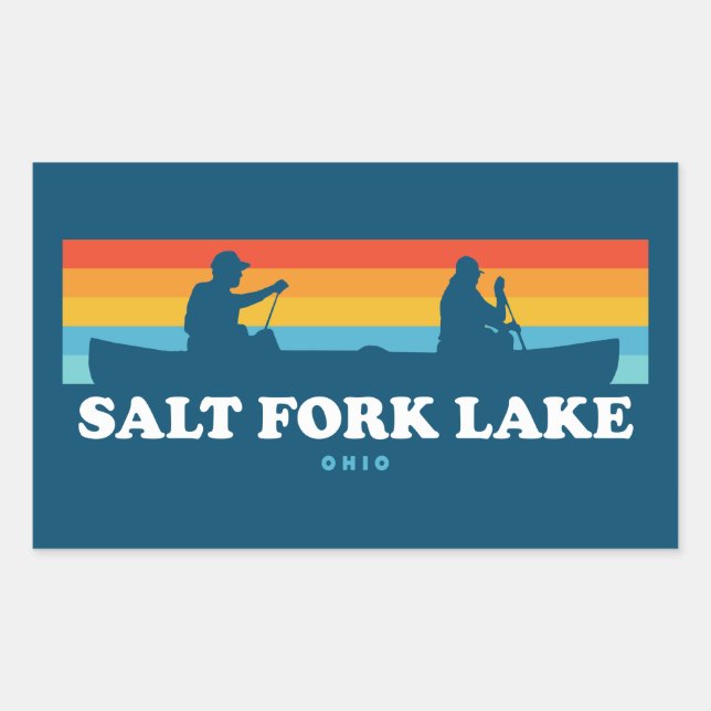 Pegatina Rectangular Salt Fork Lake Ohio Canoe (Anverso)