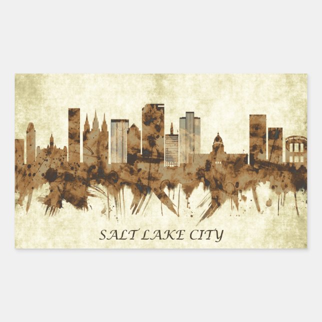 Pegatina Rectangular Salt Lake City Utah City (Anverso)