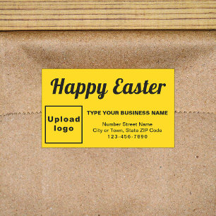 Pegatina Rectangular Saludo de Pascua de Negocios en Amarillo
