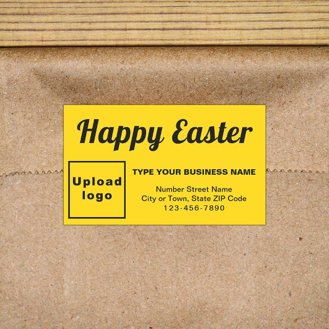 Pegatina Rectangular Saludo de Pascua de Negocios en Amarillo (Business Easter greeting on yellow rectangle sticker)