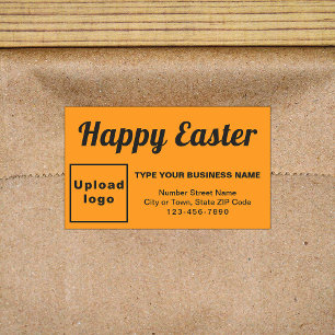 Pegatina Rectangular Saludo de Pascua de Negocios en color Naranja