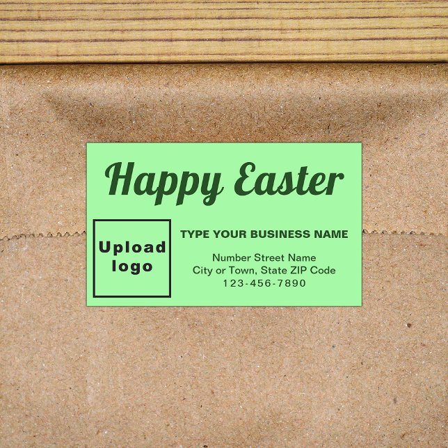 Pegatina Rectangular Saludo de Pascua Empresarial con un verde claro (Business Easter greeting on light green rectangle sticker)