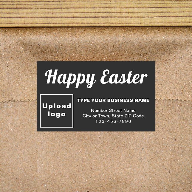 Pegatina Rectangular Saludo de Pascua Empresarial en Negro (Business Easter greeting on black rectangle sticker)