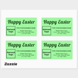 Pegatina Rectangular Saludo de Pascua Empresarial en Verde Claro