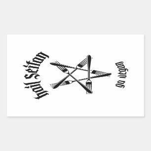 Pegatina Rectangular Saludo Seitan 1,1 (negro)