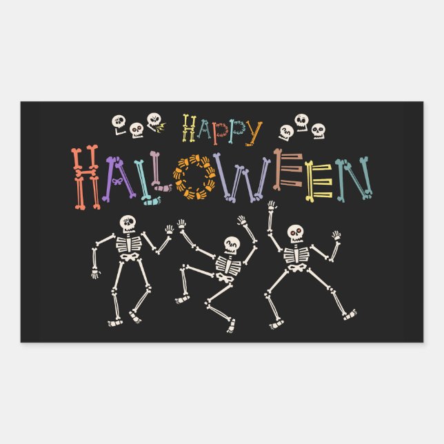Pegatina Rectangular Saludos de Halloween (Anverso)