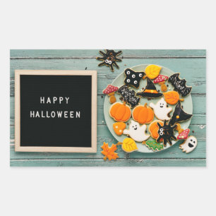 Pegatina Rectangular Saludos de Halloween