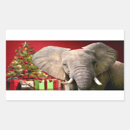 Pegatina Rectangular Saludos de Navidad para elefantes