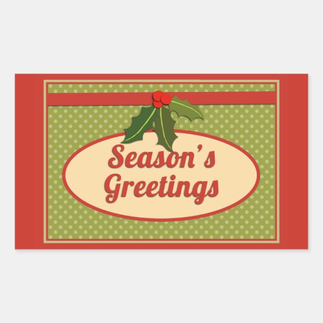 Pegatina Rectangular Saludos de temporada de cosecha con Holly (Anverso)