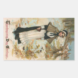 Pegatina Rectangular Saludos del Día de Acción de Gracias con una pereg