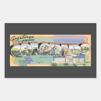 Pegatina Rectangular Saludos desde Colorado, Vintage