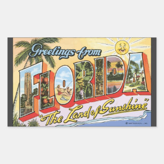 Pegatina Rectangular Saludos desde Florida "La Tierra Del Sol", Vin