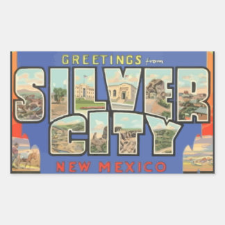 Pegatina Rectangular Saludos desde la Ciudad de Plata Nuevo México, Viñ