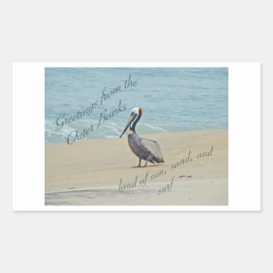 Pegatina Rectangular Saludos desde los bancos exteriores OBX NC