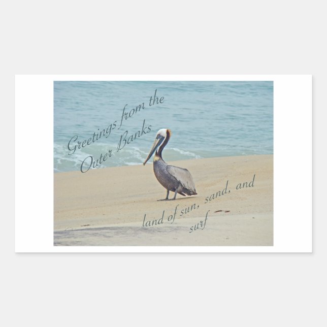 Pegatina Rectangular Saludos desde los bancos exteriores OBX NC (Anverso)