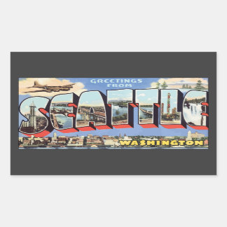 Pegatina Rectangular Saludos desde Seattle Washington, Vintage