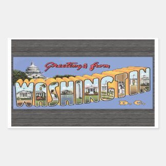 Pegatina Rectangular Saludos desde Washington D.C., Vintage
