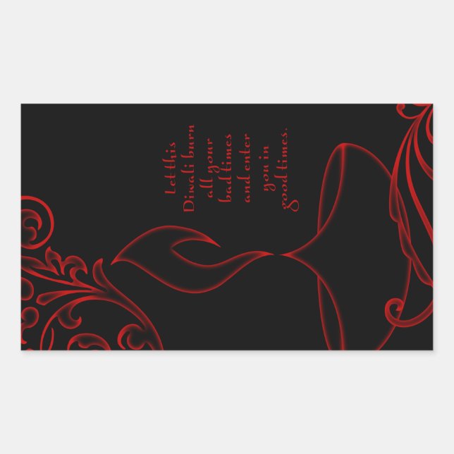 Pegatina Rectangular saludos diwali (luz elegante) (Anverso)