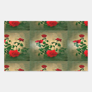 Pegatina Rectangular Saludos, Rosas de amor_