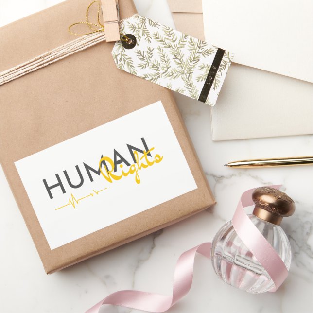 Pegatina Rectangular Salvamento de los derechos humanos (Regalar)