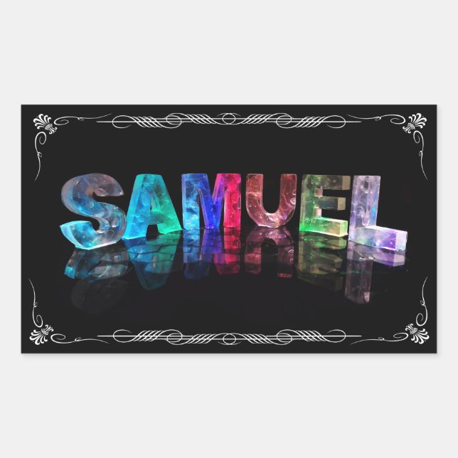 Pegatina Rectangular Samuel - El nombre de Samuel en luces 3D (Fotograf (Anverso)