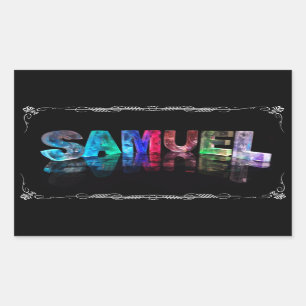 Pegatina Rectangular Samuel - El nombre de Samuel en luces 3D (Fotograf