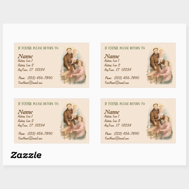 Pegatina Rectangular San Antonio de Padua, Buscador de Cosas Perdidas ( (Hoja)