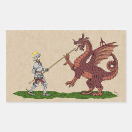 Pegatina Rectangular San Jorge y el Dragón del siglo XV