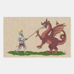 Pegatina Rectangular San Jorge y el Dragón del siglo XV