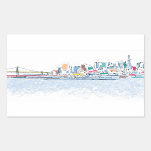 Pegatina Rectangular San panorámico Franciso, CA