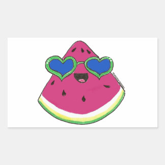 Pegatina Rectangular Sandía con gafas de sol